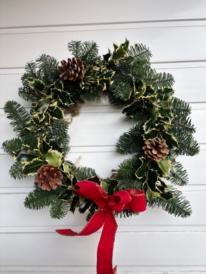 Dressed holly wreaths