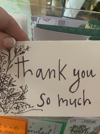 Thank you card hand made in store