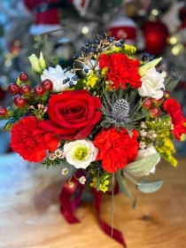 Jam Jar full of Christmas blooms